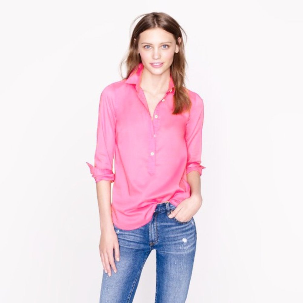 J CREW Neon Pink Button Down Shirt, XS